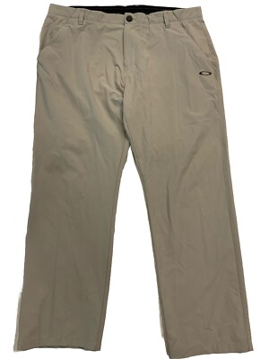 OAKLEY Golf Pants Mens 38 Regular Fit Grey Stretch Polyester Zip Pockets 