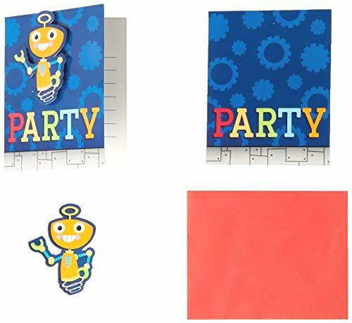 Creative Converting 332225 Party Robots Foldover Invitation - Picture 1 of 3