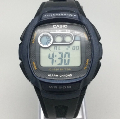 Casio Illuminator Watch Men 2963 W-210 41mm Blue Case Digital Alarm Chrono