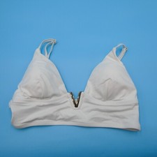 Victorias Secret Large White Triangle Metal Bling V Lined Padded Bikini Top Swim