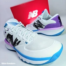 New Balance US 9.5 Men's White/Blue/Purple Basketball - NB HESI Low BBHSLW1 New