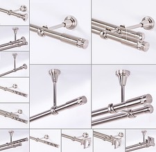 Gardinenstange 19mm 1-läufig 2-läufig silber Wandmontage Decke Edelstahloptik