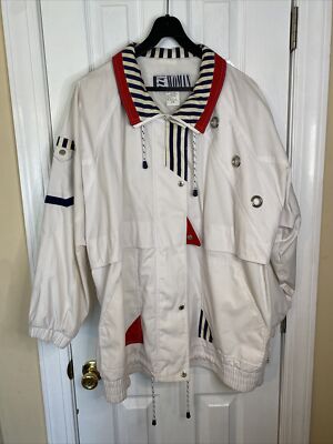 Vintage 80 s Full Zip Up jacket 2X Tennis Nautical Izzy