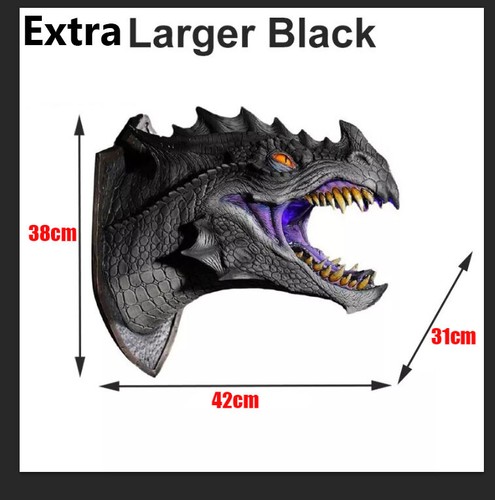 3D Drachenkopf Wand Skulptur LED Rauch Dinosaurier Wohndeko Statue Kunst/ - Bild 13 von 30