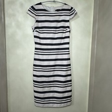 J Crew Cream and Black Stripe Cap Sleeve Dress Size 0