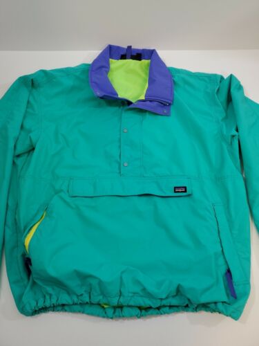 Vintage Patagonia Mens XL Retro Green Purple Half Zip Pullover Soft Shell  Jacket