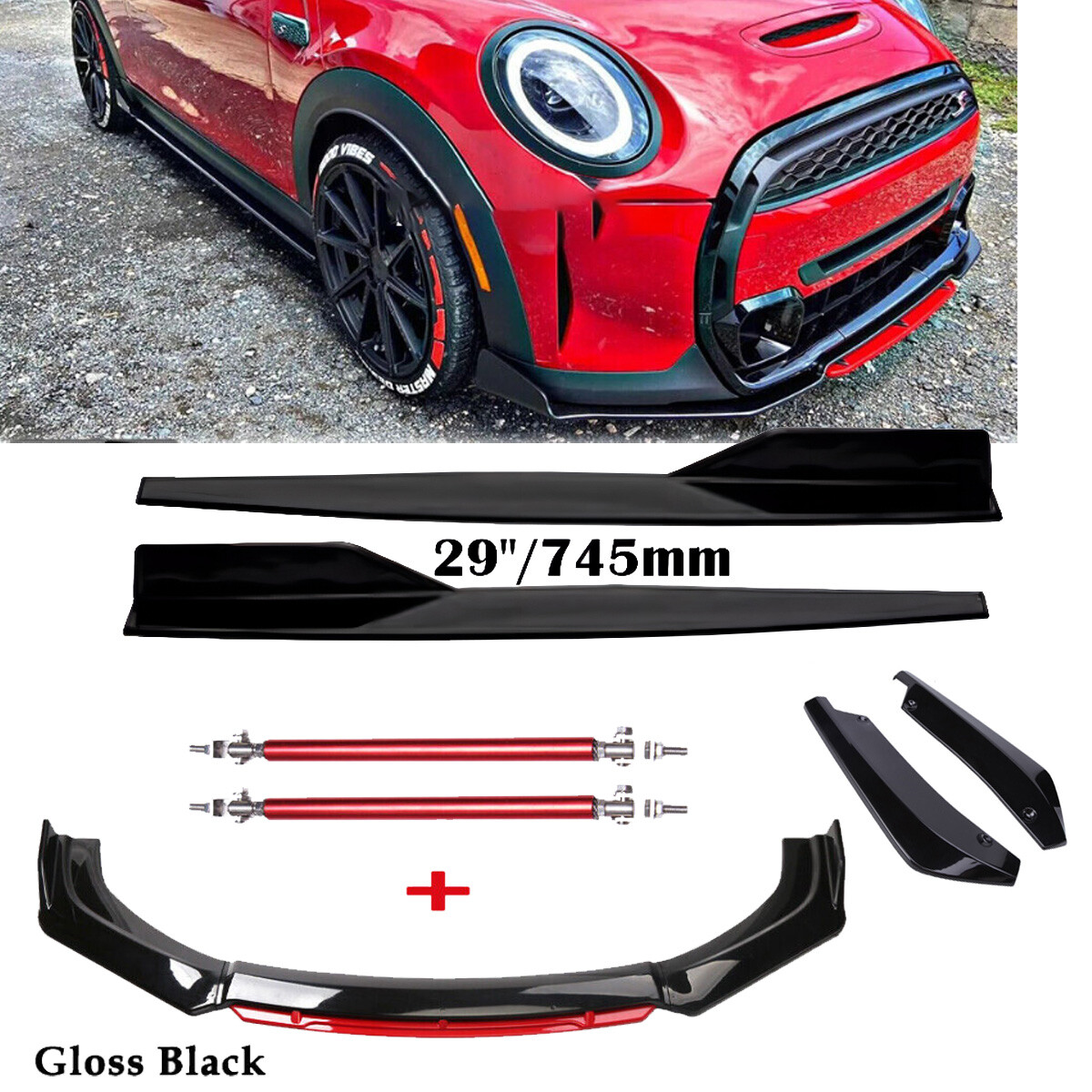 Front Bumper Lip Spoiler Splitter Rear Lip Side Skirt For Mini Cooper Countryman