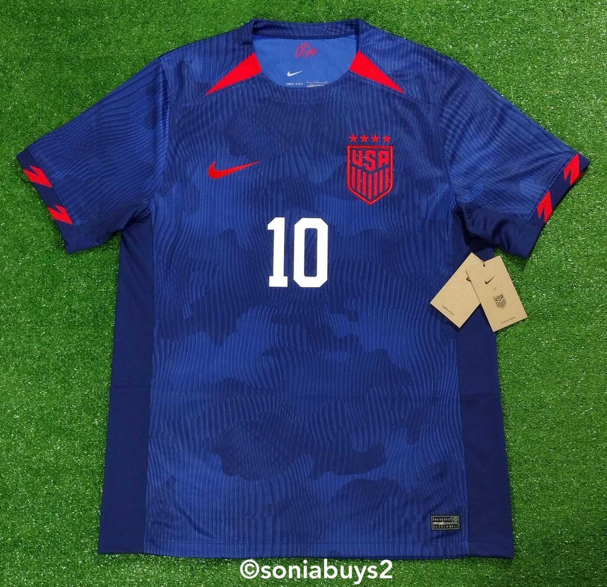 Nike Men's PULISIC USA Away Soccer Jersey, DR3971-406, Blue, Size