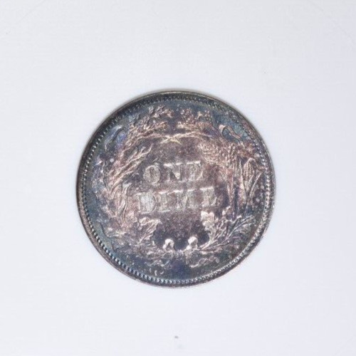 1886 SEATED LIBERTY DIME ~ BEAUTIFUL BLUE TONED ANACS MS63!