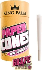 King Palm | 1 1/4Size | Grape Swish | Prerolled Paper cone with Tips | 100Ct