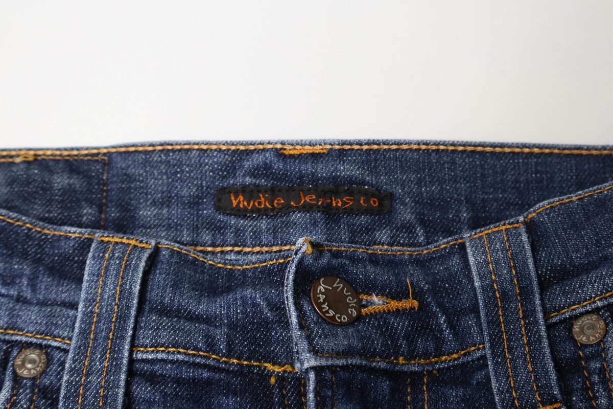NUDIE Thin Finn Jeans Men's W30/L32 Slim Fit Blue Denim Zip Fly