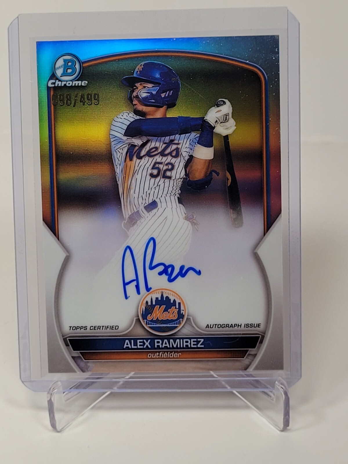 2023 Alex Ramirez Bowman Chrome Refractor Auto /499 #CPA-AR New York Mets