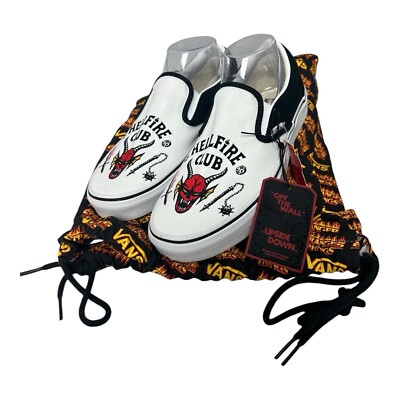 Vans Stranger Things Custom Hellfire Club Classic SlipOn Men's 8 Women s 9.5 NWT
