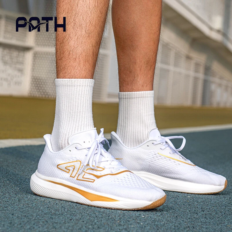 Unisex Fluido Dorado Blanco Zapatos Deportivos para Correr Transpirables Amortiguación Tenis Foto 2 de 4