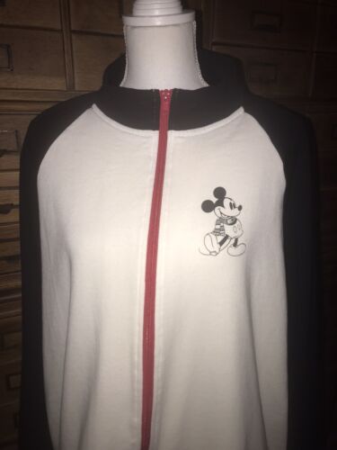 Disney Parks Full Zip Jacket w pockets XXL Mickey Mouse Black/Off White/Red 2XL - Picture 3 of 7