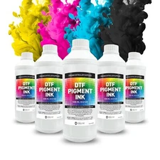 DTF CMYK + White  Pigment Ink 33.8 OZ Each Pack Premium Water Based Ink Refill