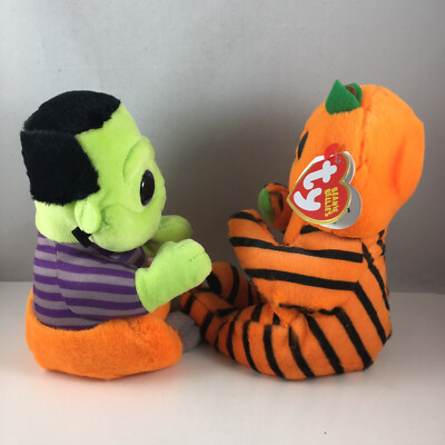 Ty Beanie Bellies - VICTOR Monster & TRICKSTER Pumpkin Halloween 6