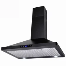 450CFM Wall Mount Range Hood 30 inch Kitchen Cook Vent w/LED Black Painted New