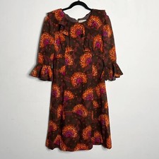 L’Exclusif Paris Milano Vintage Dress Size S High Waist Trumpet Sleeve Ruffle