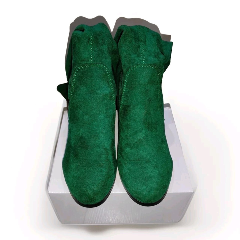 Fashionable Women's Block Heel Stretch Overtheknee Boots Green/UK3.5