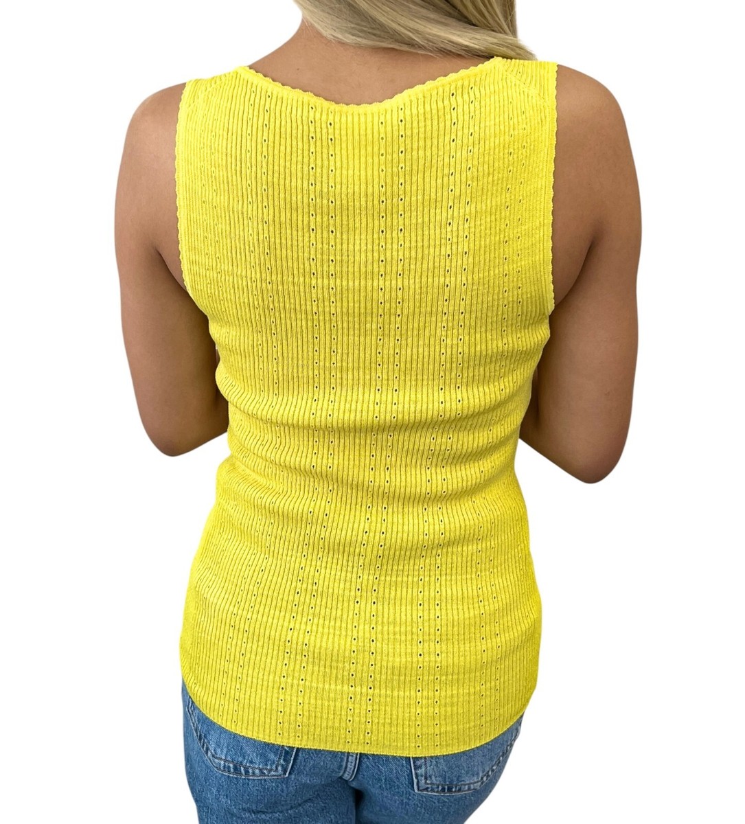 CHANEL Vintage 09P CC Mark Logo Knit Tank Top #38 Yellow CHANEL Vintage 09P CC Mark Logo Knit Tank Top #38 Yellow