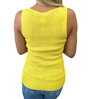 CHANEL Vintage 09P CC Mark Logo Knit Tank Top #38 Yellow