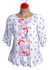 Style & Co Macy's Women Peasant Top Plus 1X Lavender Boho Gigi Runway Hippie