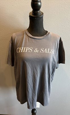Sadie & Sage Women s  Chips & Salsa  Gray Short Sleeve T-Shirt Size S