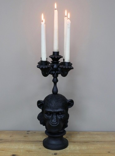 Candelabro de cena gorila mono negro candelabro soporte estatua adorno - Imagen 6 de 7