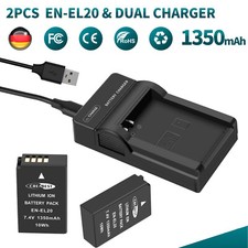 2x EN-EL20 EN-EL20a batteria per Nikon 1 J1 J2 J3 V3 Coolpix A P100 P950 + caricabatterie