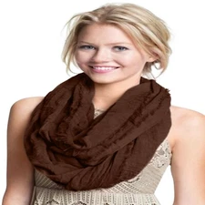 CJ Apparel Chocolate Brown Mobius Infinity Scarf Seconds Snood Shawl Pashmina