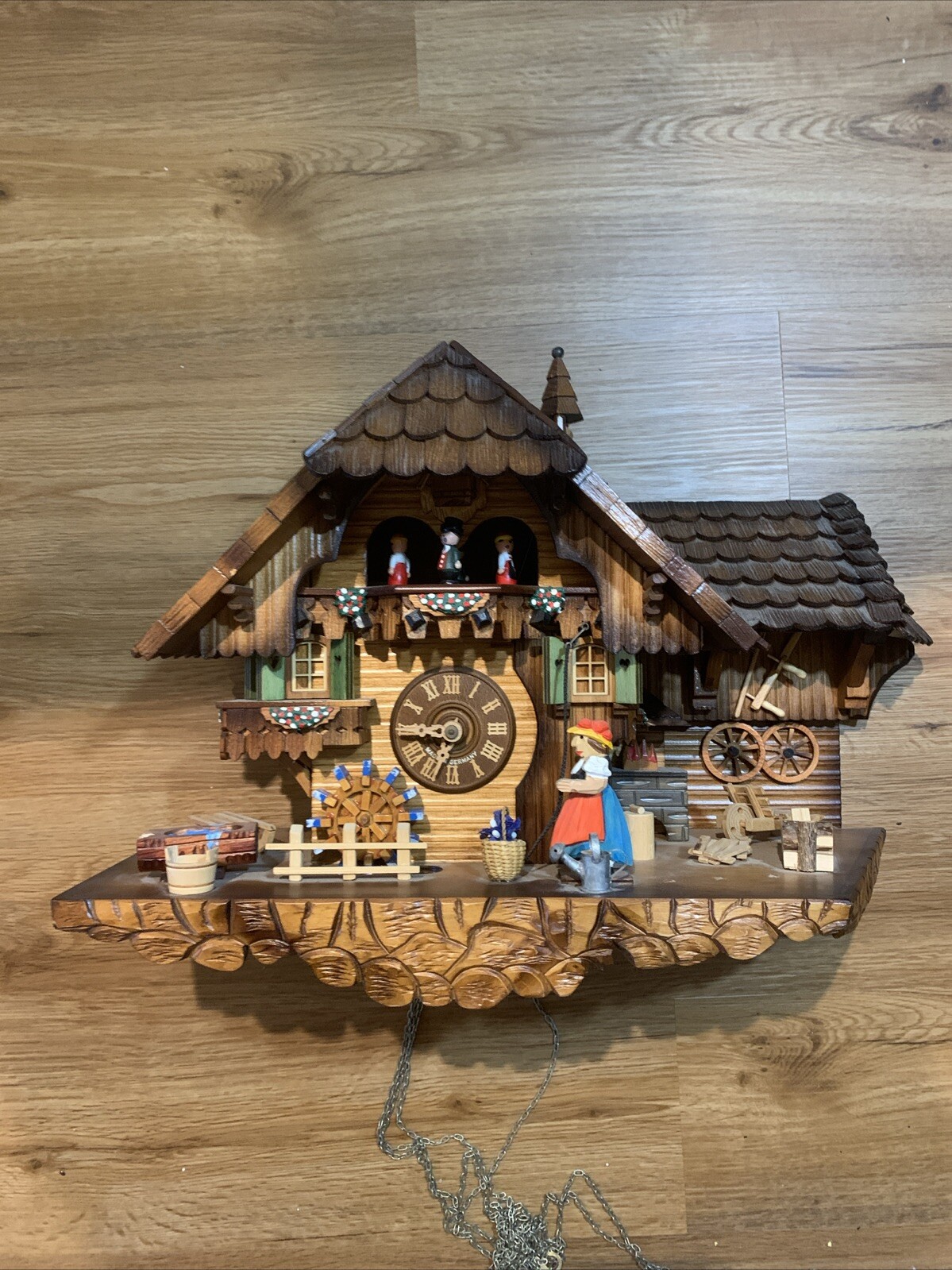 VTG Romance Der Frohliche Wanderer Edelweiss Cuckoo Clock Germany Swiss
