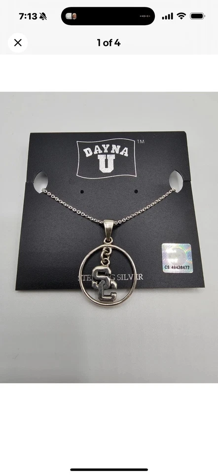 Colgante y cadena de collar USC. Regalo perfecto para estudiante o fan. 925 Sterling  Foto 2 de 4