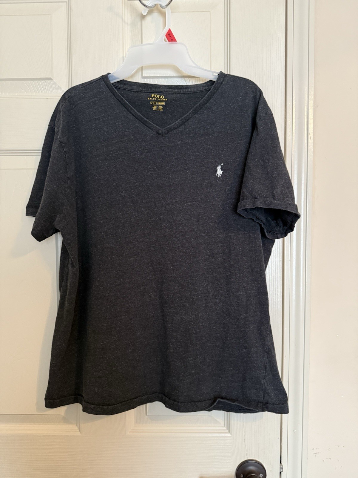 PONY Polo Ralph Lauren Uomo Camicia Grande Scollo a V Grigio Scuro