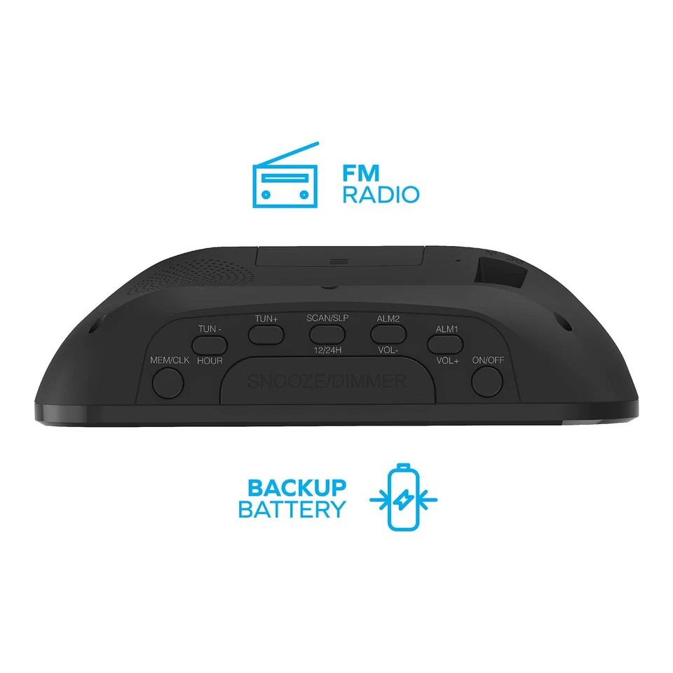 Coby Digital Dual Alarm Clock with FM Radio - Large LED Display Bedside Clock... - Image 3 of 4