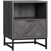 HOMCOM Bedside Table, Sofa Side Table W/ Drawer and Shelf Living Room, Bedroom