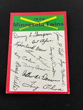MINNESOTA TWINS 1974 TOPPS TEAM CHECKLIST HARMON KILLEBREWUNMARKED BASEBALL CARD