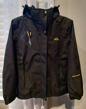 Outdoorsport Jacket Men's Medium Black Hooded Lined Water Resistant Breathable