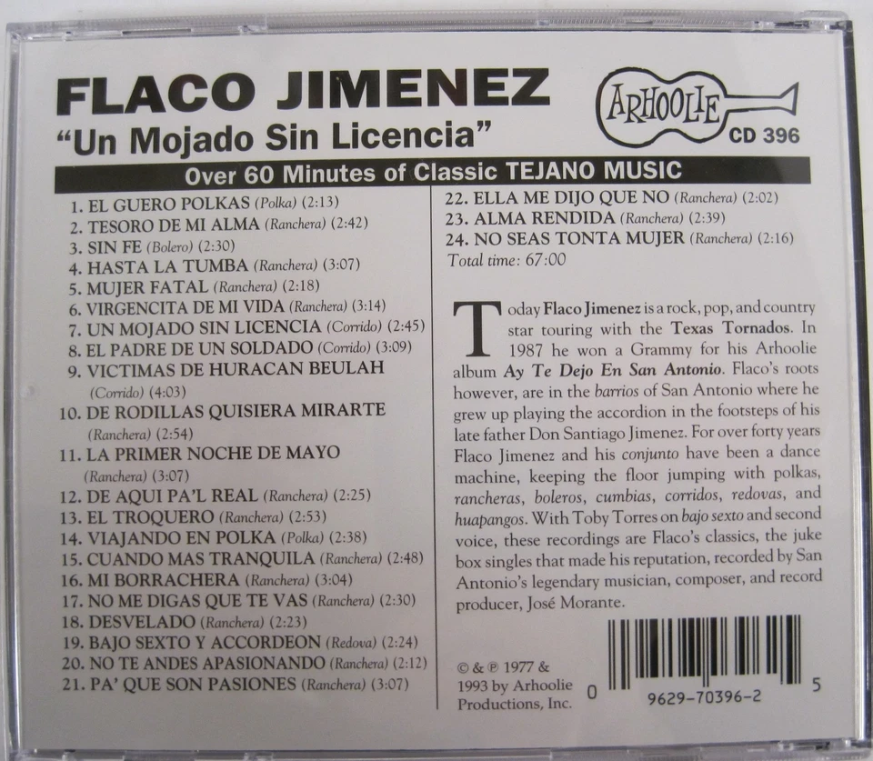 Flaco Jiminez - Mojado Sin Licencia ( CD) - Imagem 2 de 3