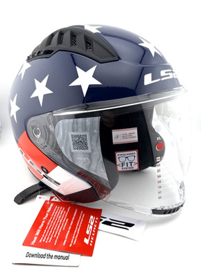 LS2 Helmets Copter XL Open Face Motorcycle Helmet Red White Blue Extra Large