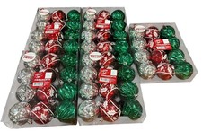 Christmas Ornaments Lot 60pc Red Silver Green Shatterproof Holiday Style New