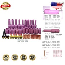 Heavy Duty TIG Welding Gas Lens Set 50pc Ceramic Cups Collets for WP 17 18 26