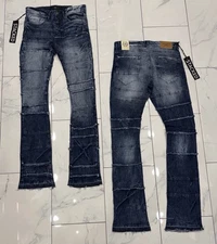 Jordan Craig Martin Fit Stacked Denim Jeans -JTF2296  (Deep Blue) SIZE 34 X 36