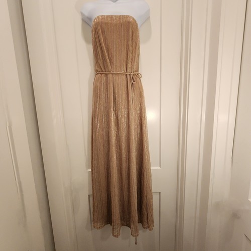 Petal Pup Farley Trägerloses Maxikleid Rosegold Streifen M Hoco Event Hochzeit Abschlussball - Bild 2 von 18