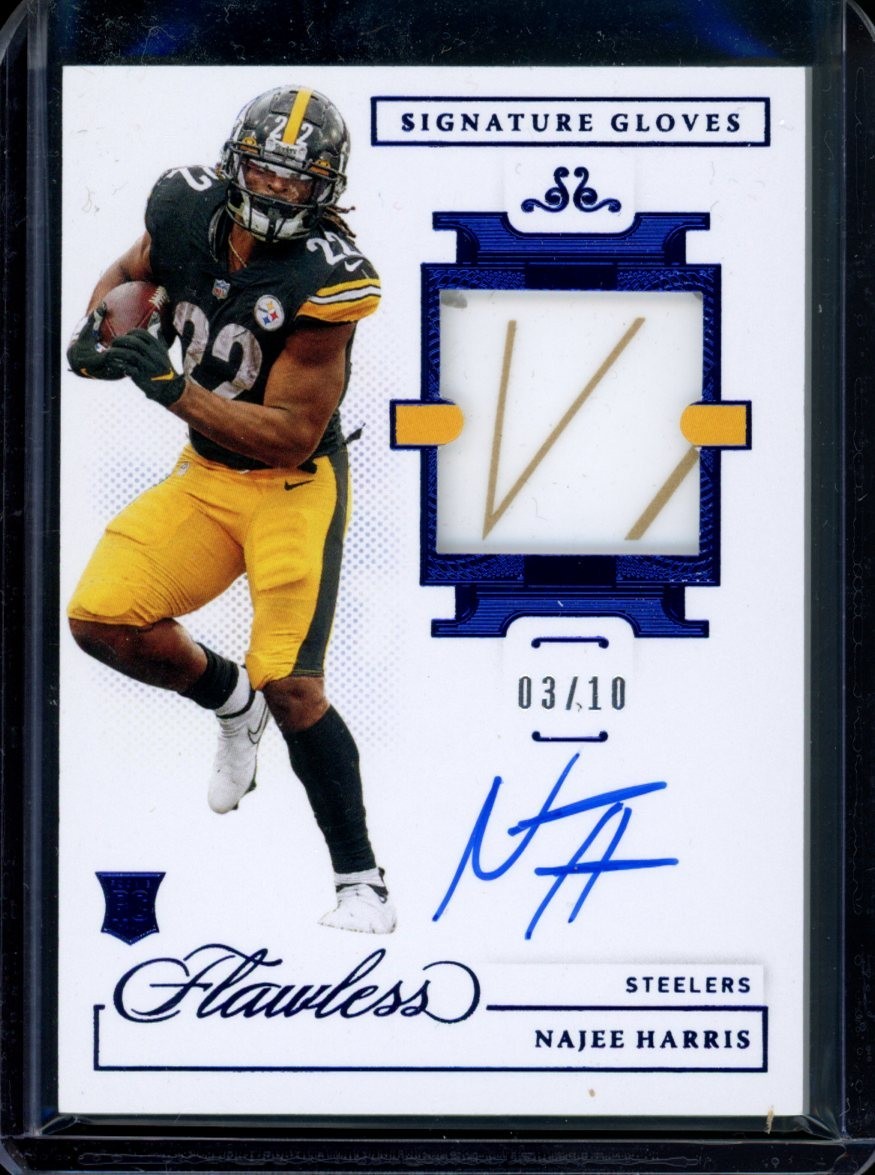 Najee Harris Panini Flawless Signature Gloves #SGLNHA Sapphire