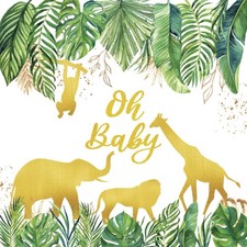 Gold Safari Animal Baby Shower Guest Book Oh Baby : Wild Jungle Animals Lion Gir
