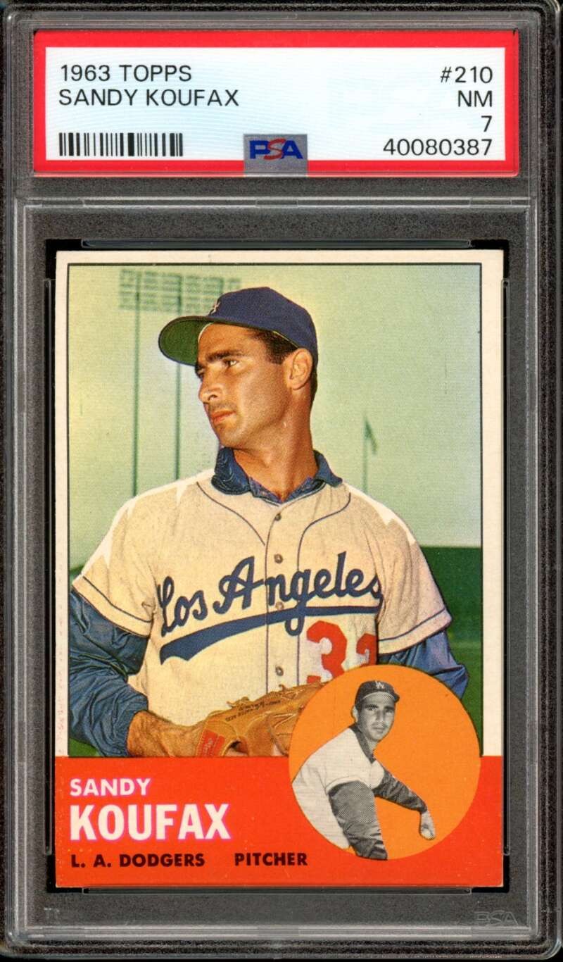 1963 Topps #210 Sandy Koufax Dodgers HOF PSA 7 NM Near Mint