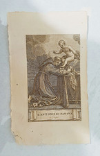 stampa incisione d'epoca da libro s.antonio di padova fine '700
