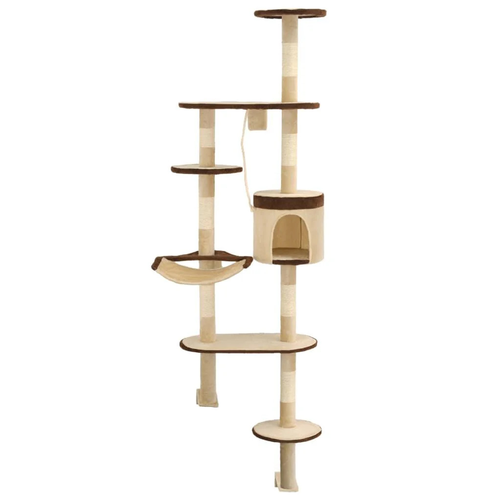 Griffoir pour chat suspendu avec niche en peluche et jouet en sisal