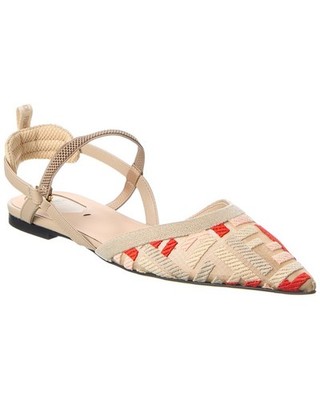 Fendi Colibri Lite Mesh Leather Slingback Flat Women's
